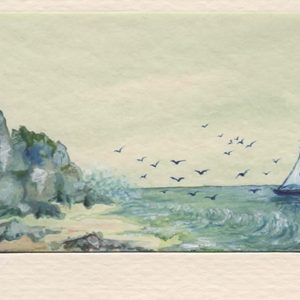 Sailboat Near a Rocky Shore